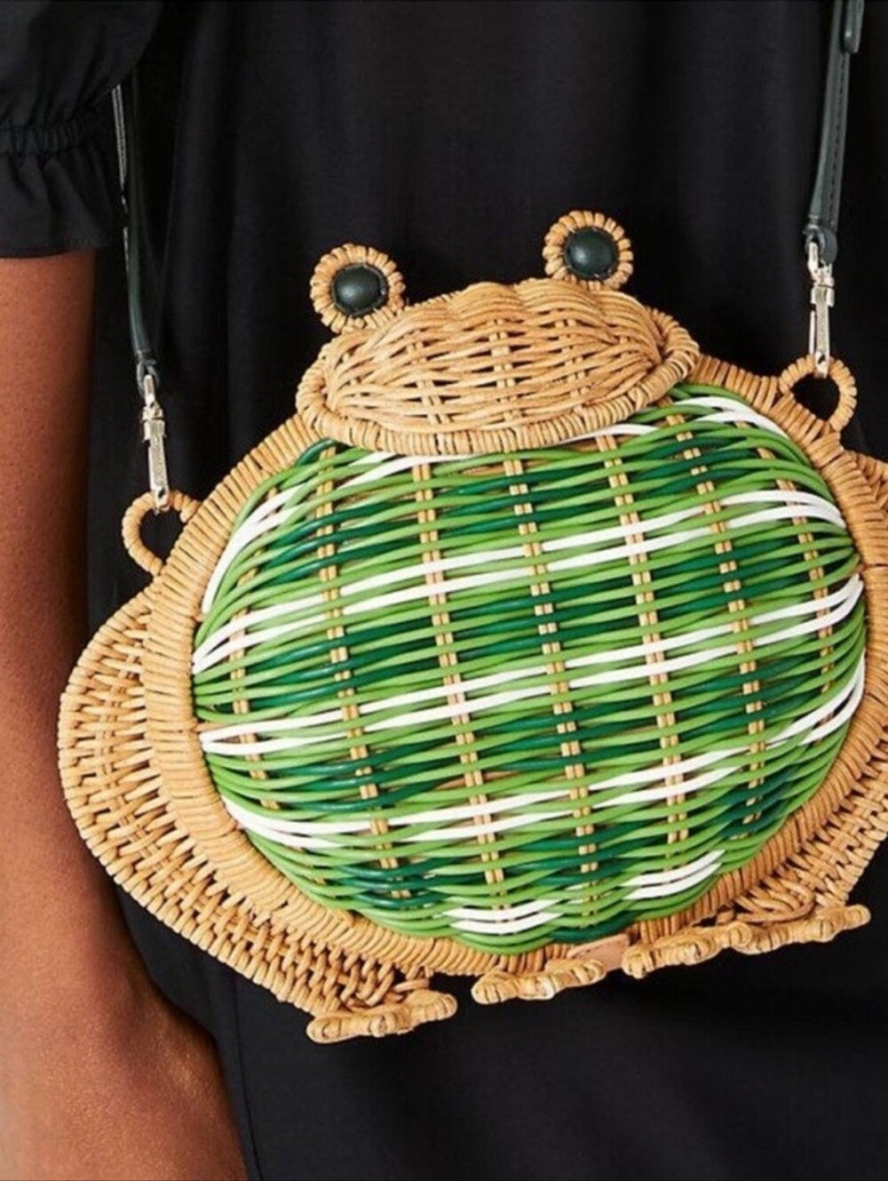 NEW KATE SPADE HOPPKINS WICKER FROG BAG